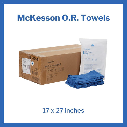 McKesson Operating Room Towels (6 Towels, 1 Pack) - Sterile, Disposable, Pre-Washed, Blue, 17 in x 27 in