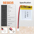 3.7V 500mAh 503035 Lipo Battery Pack with PH 2.0mm JST Connector, Rechargeable Lithium Polymer Ion Battery