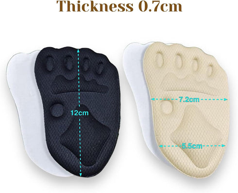 CB 4-Pairs Metatarsal Pads for Shoes, Ball-of-Foot Sponge Cushions Inserts for Foot Pain Relief, Style C-Nude & Black