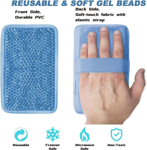 Ice Pack Gel Bead Cooling Pad - Reusable Hot or Cold Compress for Sports Injuries, Knee, Shoulder, Back Pain Relief