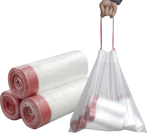 Pekky 7 Gallon Drawstring Trash Bags, Clear, Heavy Duty, 120 Counts
