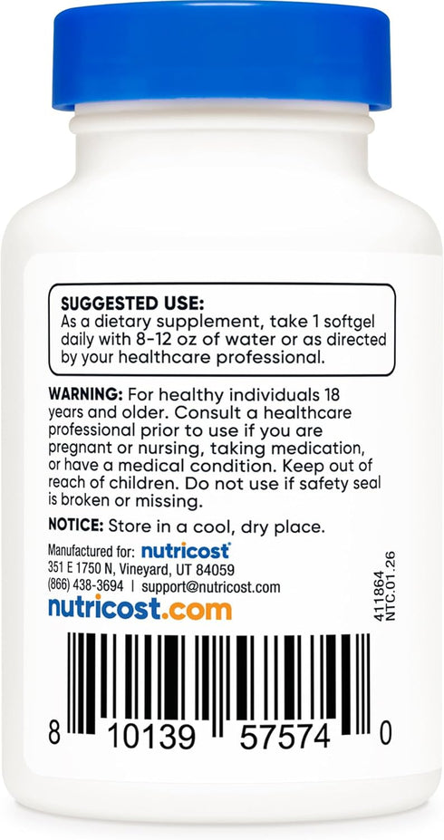 K2 MK-7 (100 120 Nutricost Vitamin Supplement mcg) Softgels - GMO-Free