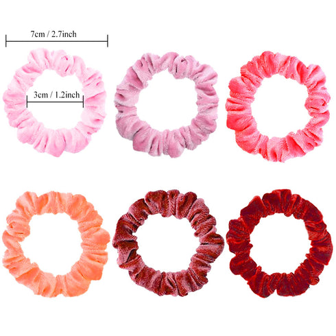 Small Funtopia 24 Pcs Velvet Scrunchies, Colorful Hair Ties for Thick and Thin Hair, Soft Mini Elastic Ponytail Holders