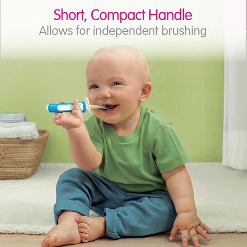 MAM Baby Toothbrushes - 2 Baby's Brushes and 1 Safety Shield, Interactive App for Boys 6+ Months, Blue