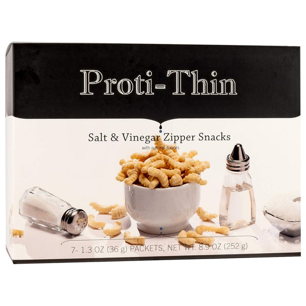 Proti-Thin High Protein Salt & Vinegar Zipper Snacks, 15g Protein, Low Calorie, Gluten-Free, 1 Pack of 7 Servings