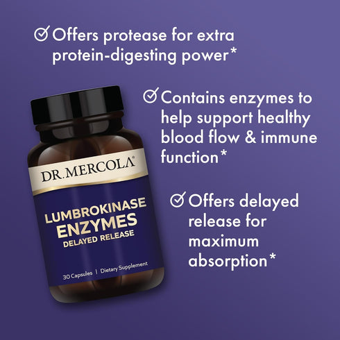Dr. Mercola Lumbrokinase Enzymes, 30 Servings (30 Capsules) - Dietary Supplement for Cognitive and Cardiovascular Health