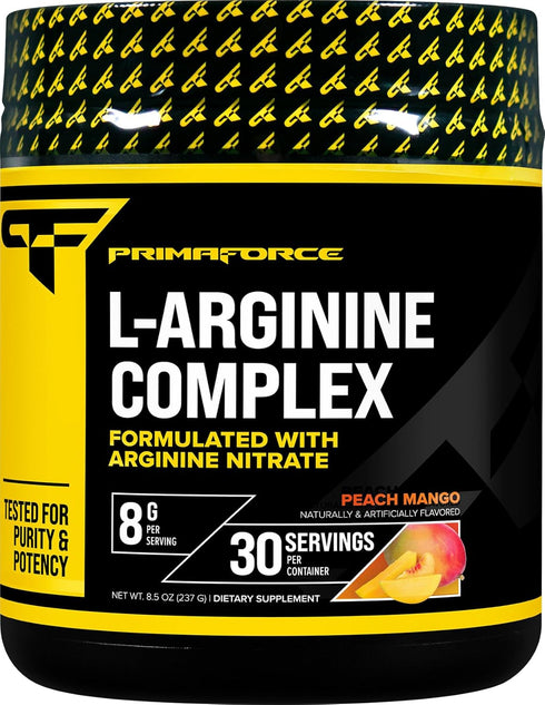 Primaforce L-Arginine Complex Powder (30 Servings | Peach Mango) Protein Building Supplement for Maximum Gains