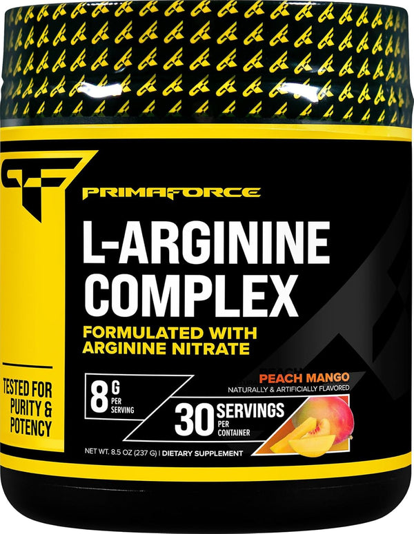Primaforce L-Arginine Complex Powder (30 Servings | Peach Mango) Protein Building Supplement for Maximum Gains