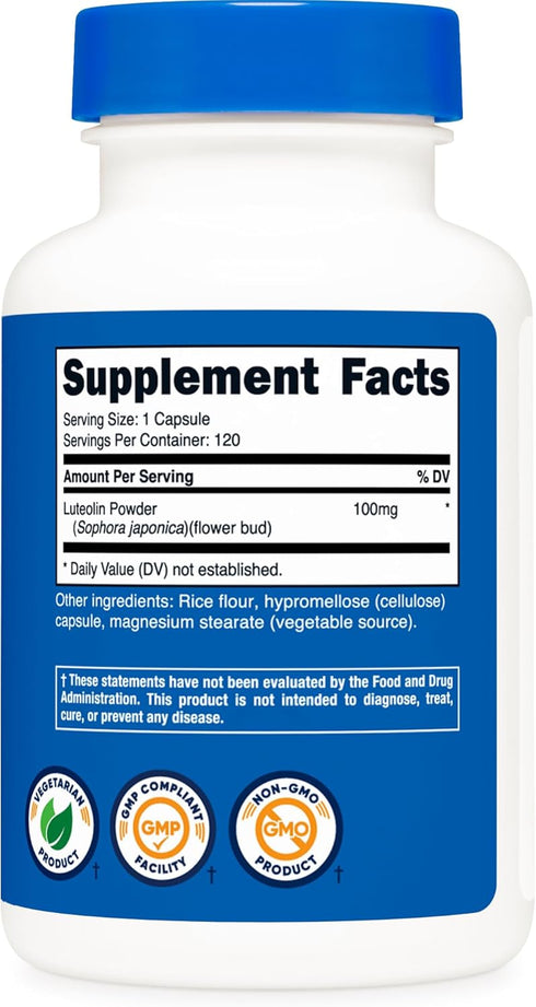 Nutricost Luteolin 100mg, 120 Capsules - Vegetarian Friendly, Non-GMO, Gluten Free