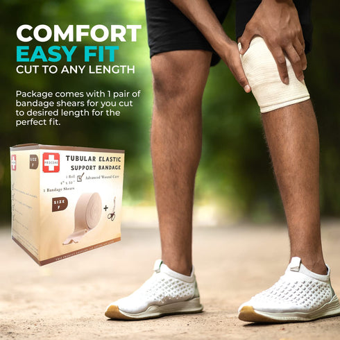 Medcore (4 33 Tubular Compression Bandage Size F x ft) Elastic Stockinette Support Sleeve for Large Knee, Thigh, Leg