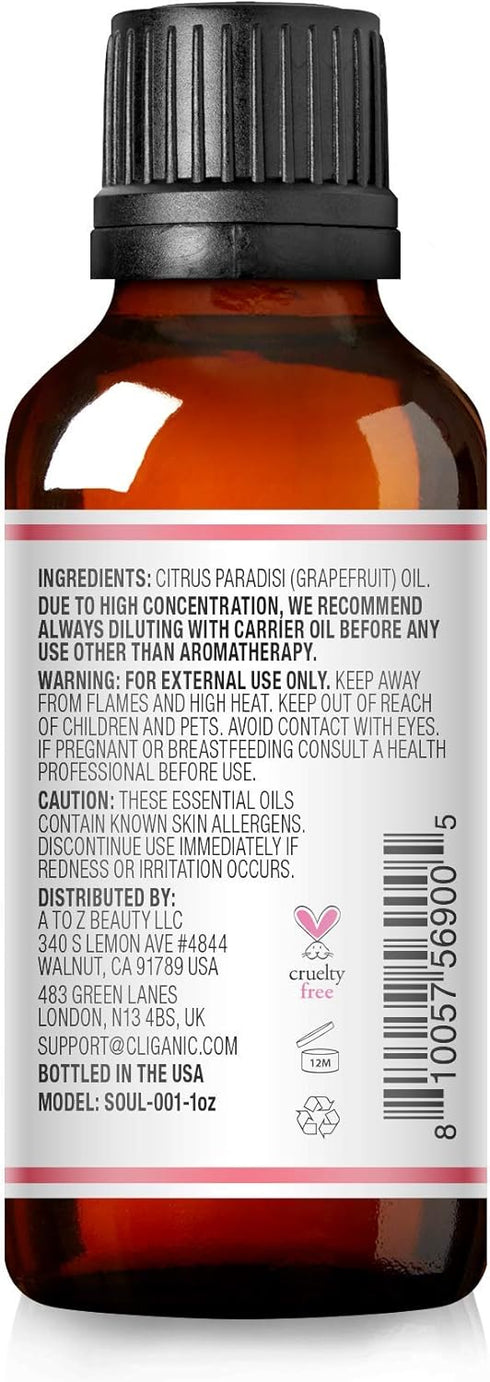 Pink Grapefruit Essential Oil - Non-GMO, 1oz