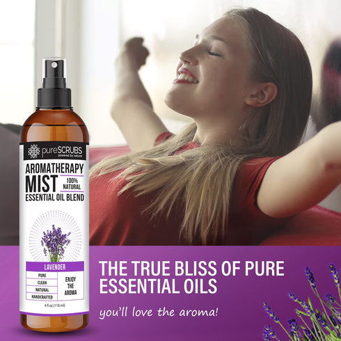 pureSCRUBS Premium Lavender Aromatherapy Spray Mist - 100% Natural Essential Oils, 4oz