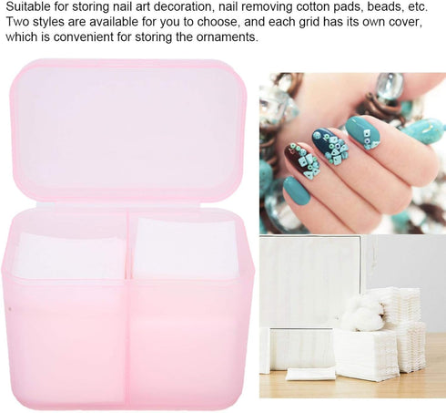 Dioche 2 Grids Nail Storage Box Nail Polish Remover Pad Storage Container Cosmetic Storage Box Organizer Holder Cotton Film Box for Nail Tools, Cosmetics And Crafts Storage Boxes(Pink) by Dioche