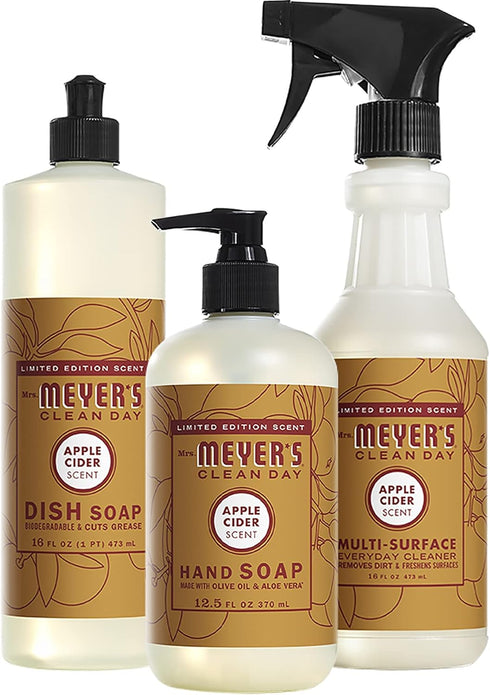 Mrs. MEYER'S Apple Cider Kitchen Set, Includes, 1 Hand Soap, 1 Dish