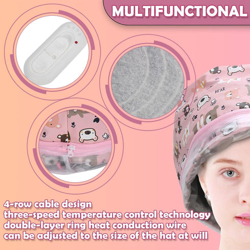 Heat for Deep Conditioning - Electric Hair Steamer, Intelligent Temperature Control Hair Care Hat for Home Use