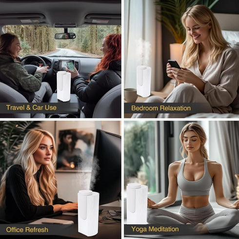 Luocute 20ml Waterless Essential Oil Diffuser, Dual Fluid Mist Portable Aromatherapy Machine, with Auto Adjust Misting