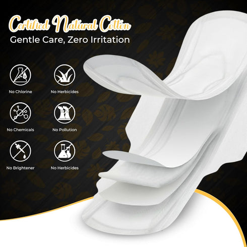 VM89 100% 280mm Biodegradable Sanitary Pads with Wings Organic Cotton Pads for Women, Day Use, Organic Pad with Cotton