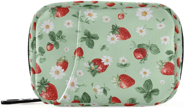 Plaaee Strawberries Ladybugs Weekly Pill Organizer Case 7 Day Portable Pill Box Bag