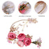 Lurrose 4pcs Clip Decorations for Hairpins, Rhinestone Floral Headwear, Pink Crystal Gold Clips for Women