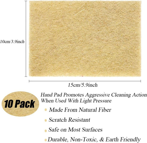 Natural Scouring Pads 10 Pack- Dish Scrubber Non-Scratch Sisal Cleaning Scrub Pads, Eco-Friendly Glass Coconut Fiber Kitchen Scrubbers for Pans and Pots, Compostable, Biodegradable (10 pack) by HI FINE CARE