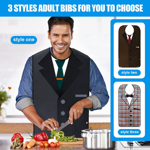 Washable Adult Bibs with Crumb Catcher - Reusable Clothing Protectors for Men