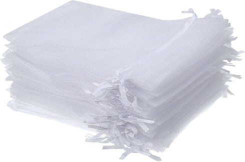 Wudygirl 100pcs Organza Bags 4X6 - White Gift Bags with Drawstring for Party Wedding Favor, Baby Shower