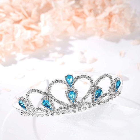 Lovelyshop Colorful Gems Silver Rhinestone Tiara for Little Kid and Big Kid Prom Birthday Princess Crown
