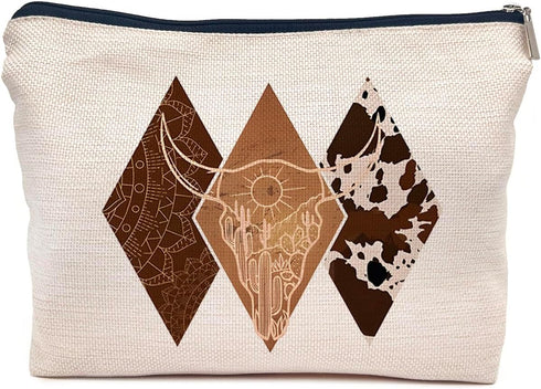 Western Gifts Makeup Bag - Geometric Cosmetic Bags, Cowgirl Gifts, Western Stuff for Women