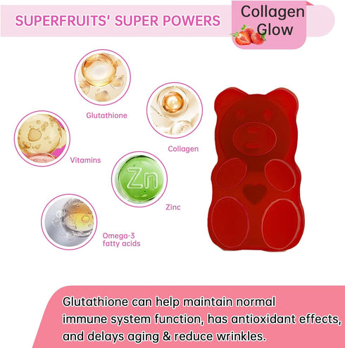 Glutathione Collagen Glow Gummies for Women, 60/120Pcs, Korean Organic Glow Beauty, Anti-Aging Skin Care