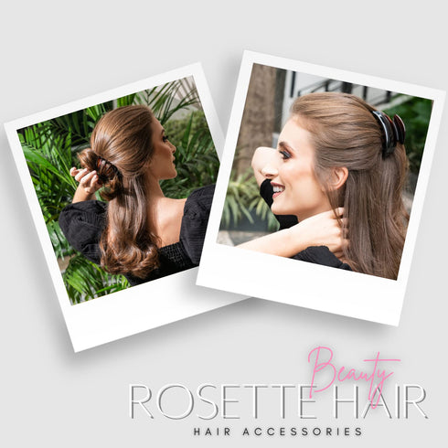 Rosette Large Chic Styling Glass Claw Clip Hair Clamps, Grips for Thick Hair, Women and Girls