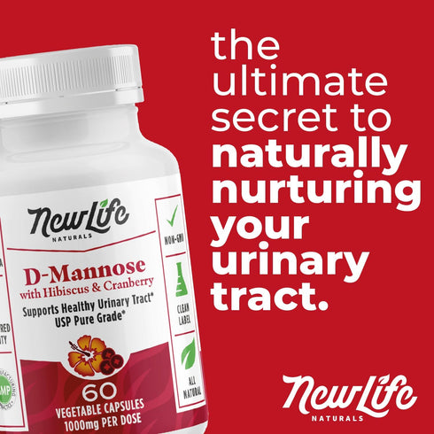 NewLife Naturals D-Mannose Capsules with Cranberry and Hibiscus Extracts, Natural Urinary Tract Health Supplement