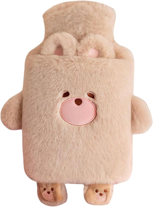 Winatehr Rubber hot Water Bottle Cute Plush Bear with Soft Cover, Warm Compress