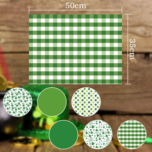 Whaline St. Patrick's Day Tissue Paper, 90 Sheet Green Plaid Shamrock Pattern for DIY Crafts, Gift Bag Packing