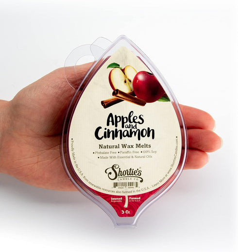 Shortie's Candle Company Apples & Cinnamon Natural Soy Wax Melts 3 Pack - 3 Highly Scented Bars