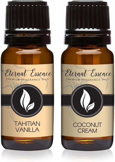 Eternal Essence Oils Fragrance Oil 2 Pack - Coconut Cream & Tahitian Vanilla for Diffusers & Candle Making