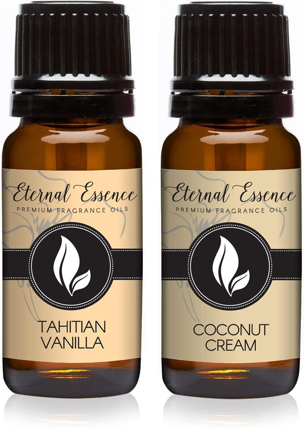Eternal Essence Oils Fragrance Oil 2 Pack - Coconut Cream & Tahitian Vanilla for Diffusers & Candle Making