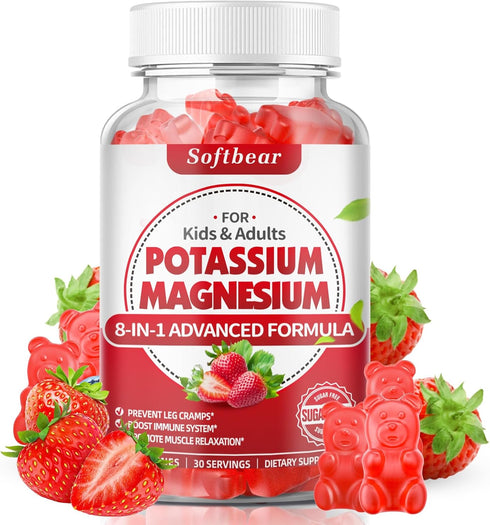 Potassium Gummies for Adults, 60 Gummies - High Absorption Magnesium Potassium Supplement with Vitamin B6 for Muscle