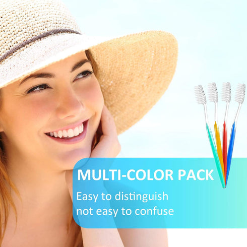 Disposable Toothbrushes, Individually Wrapped, Medium Soft Bristle, Travel Toothbrush Set, 4 Colors, 200 Pieces
