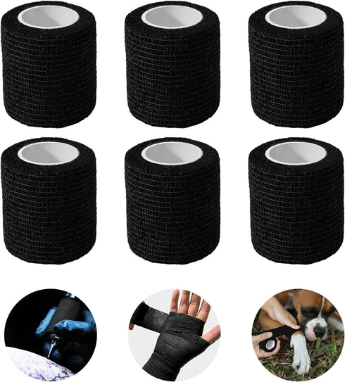 RISEN 2” x 5 Yards Cohesive Bandage, 6 Rolls, Self Adherent Medical Tape, Flexible Breathable First Aid