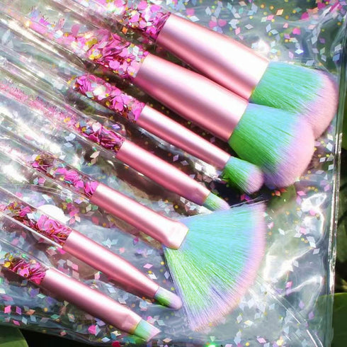 Unicorn Elf Makeup Brush Set, Glitter Foundation, Blush, Eye Shadow Brushes with Liquid Case for Girls