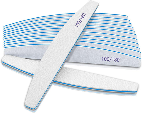 Poly Nail Extension Gel Files 100/180 Grit, 12 PCS Emery Boards for Acrylic Nails, Double-Sided Washable Manicure Tools