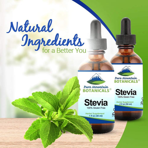 Pure Mountain Botanicals Liquid Stevia Drops, Natural Sugar Free Sweetener, Ideal for Keto and Vegan Diet