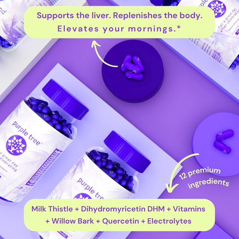 purple tree Post-Celebration Wellness | Liver Support and Rapid Hydration | Dihydromyricetin DHM, 90 Pills