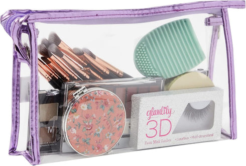 10 Pack Clear Zipper Cosmetic Bags for Makeup, Travel Size Toiletries (5 Colors, 9.6 x 2 x 5.5 In)
