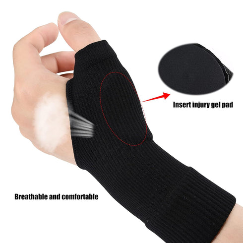 Wrist Thumb Support Compression Gloves (1 Pair), Breathable Brace Sleeves with Soft Gel Pads for Tendonitis, Arthritis,