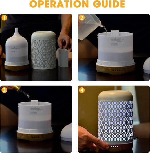 kakoda 250ML Essential Oil Aromatherapy Diffuser for Home Bedroom Office Metal Hollow Decorative Room Ultrasonic Air