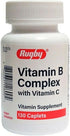 Rugby Vitamin B Complex Supplement with Vitamin C - 130 Caplets for Daily Nutritional Support.