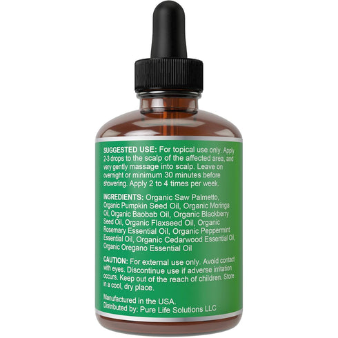 Saw Palmetto Serum for Hair Growth - With Rosemary, Peppermint, Pumpkin Seed Oils, 2oz Vegan Scalp Treatment