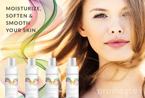 promesse Acne Control Facial Cleanser - Anti-Aging Exfoliating Wash with Organic & Natural Ingredients, Rose-Scented,