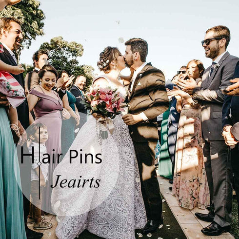 JEAIRTS Flower Wedding Hair Pins, Rhinestone Bridal Hair Pieces, Sparkly Crystal Hair Accessories for Women (Pack of 2)